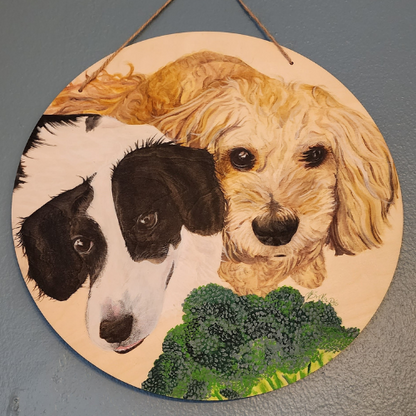 Custom Pet portrait wooden hand-painted