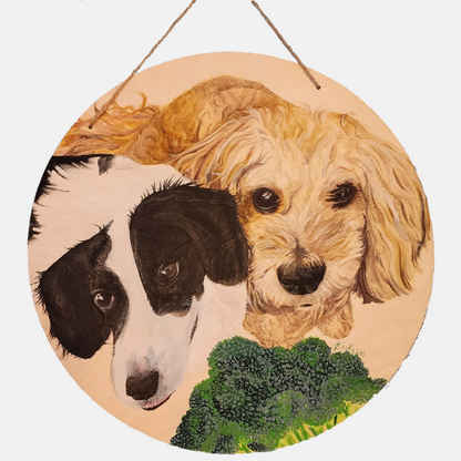 Custom Pet portrait wooden hand-painted